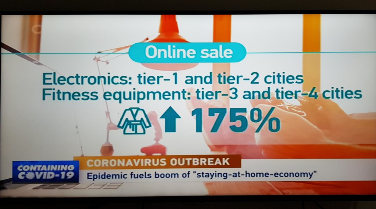 Infographic on sales of electronics, fitness equipment and pyjamas.